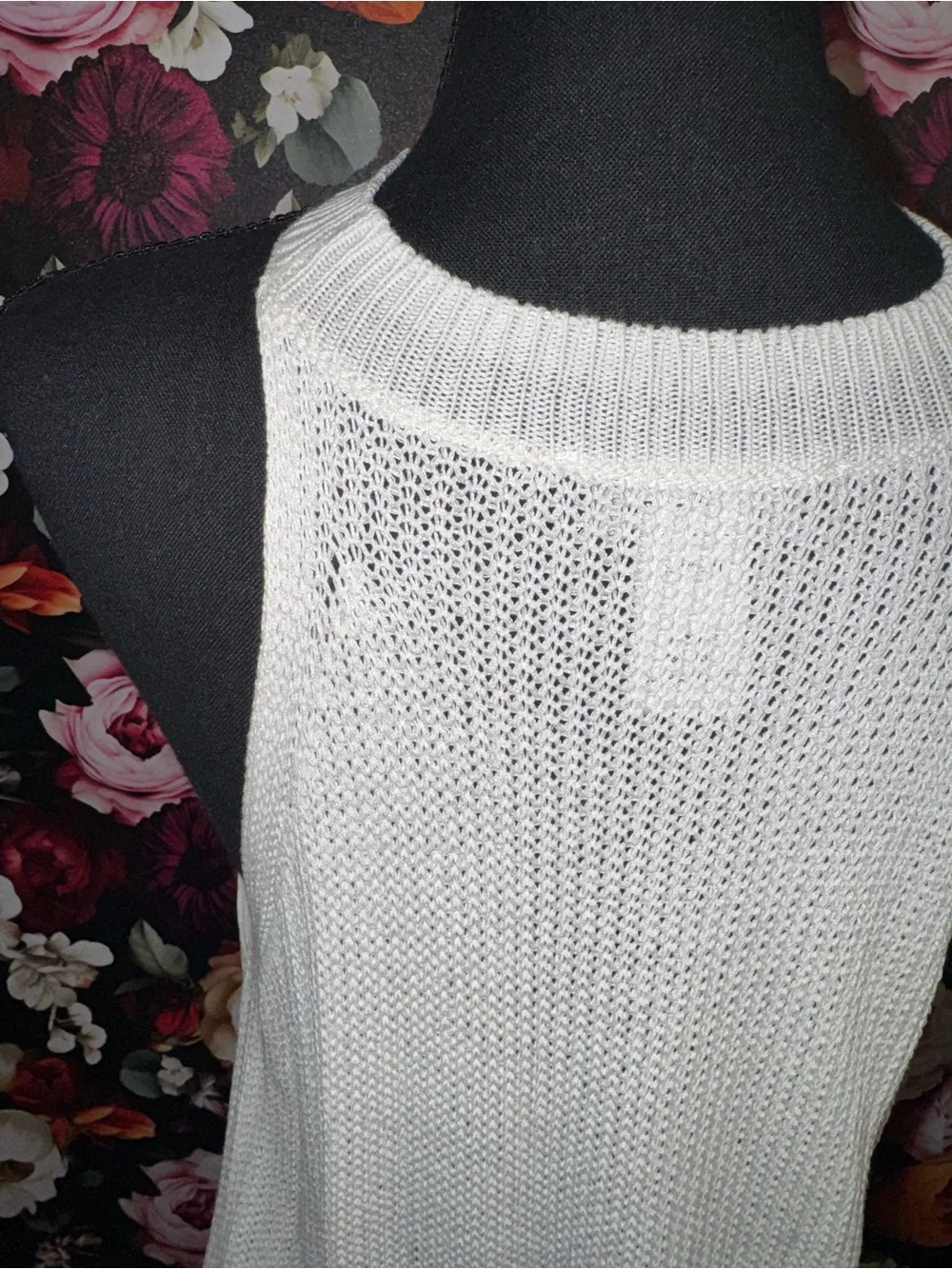 Lulu's Cream Knit Crochet Halter Swim Coverup with tie-up sides, M